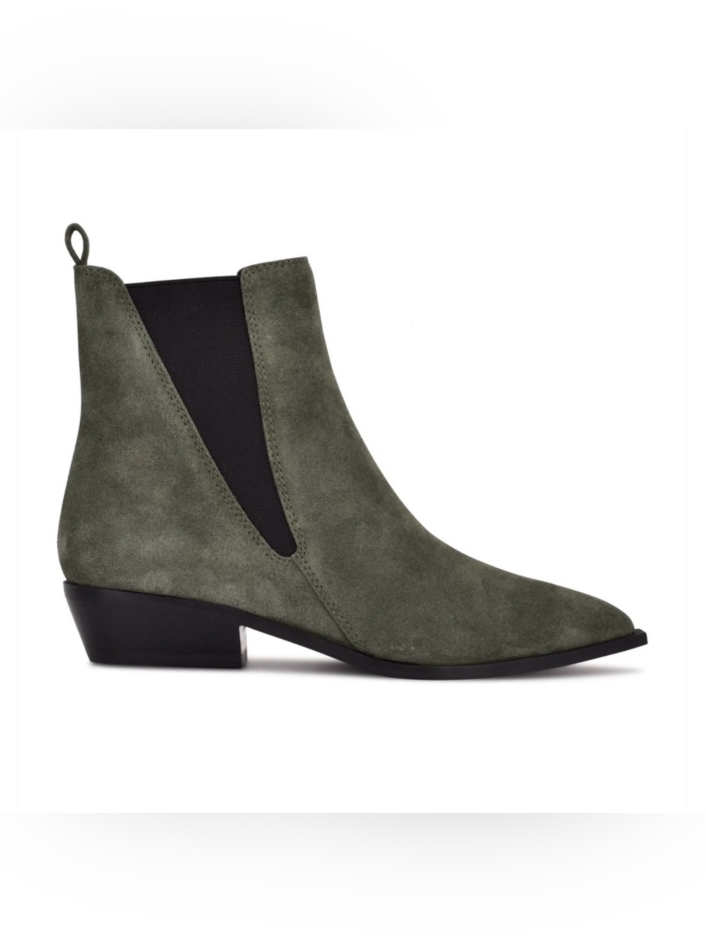 Nine West Olive Green Suede Danzy Chelsea Ankle Boot 8